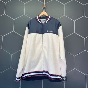 Champion Zipup Sherpa Varsity Quartz Cream Jacket